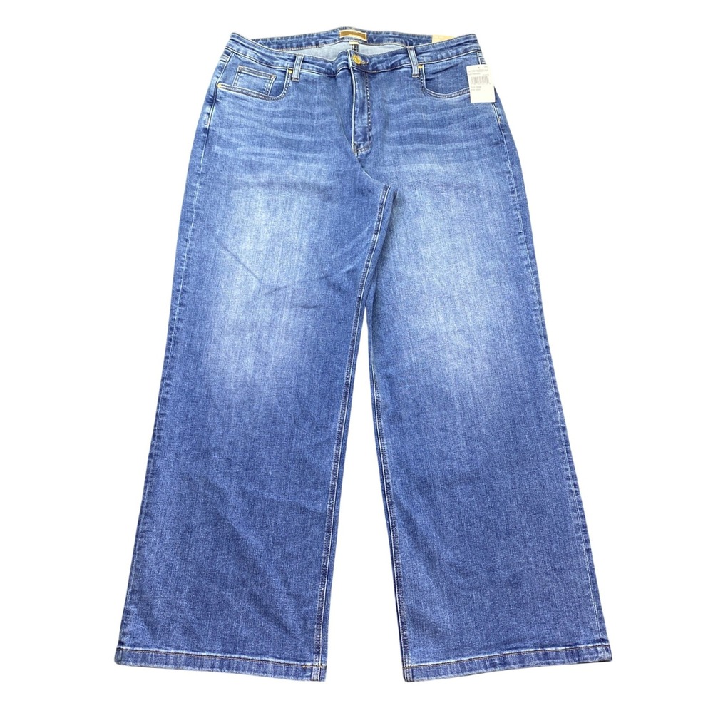 Kut from the Kloth High Rise Wide Leg Jeans Blue Size 18W KP1705GD2L NWT
